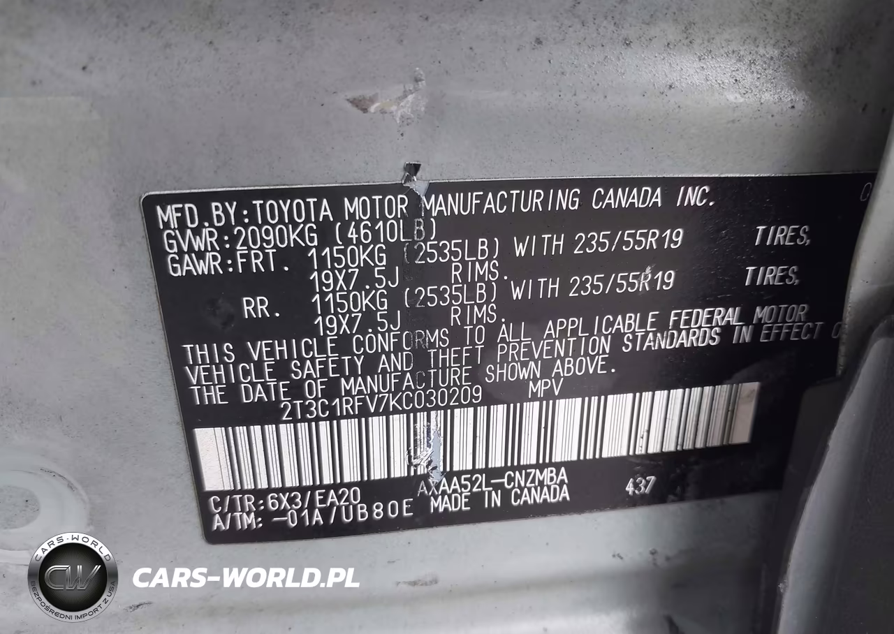 2019 Toyota Rav4 Xle Premium VIN:2T3C1RFV7KC030209 - 9