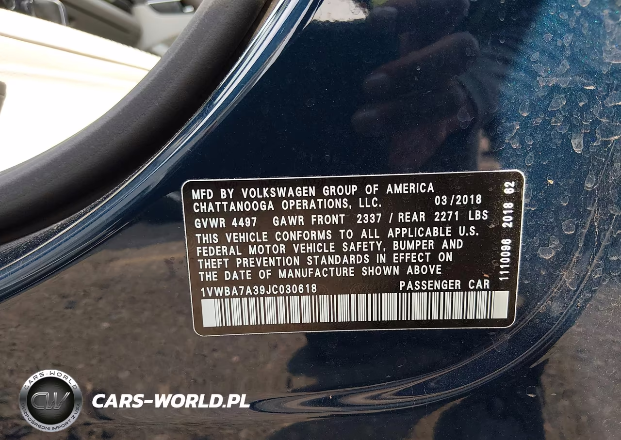 2018 Volkswagen Passat 2.0T Se VIN:1VWBA7A39JC030618 - 9