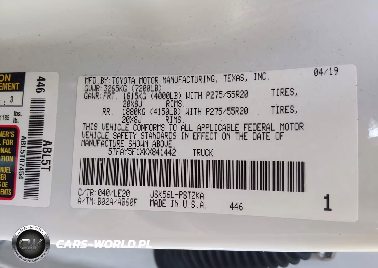 2019 Toyota Tundra Platinum 5.7L V8 VIN:5TFAY5F1XKX841442 - 9
