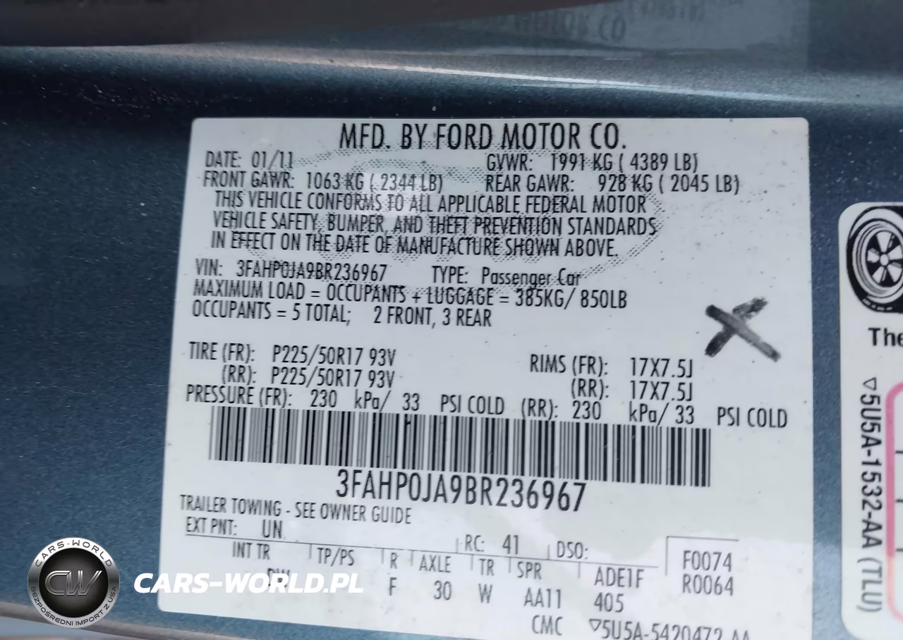 2011 Ford Fusion Sel VIN:3FAHP0JA9BR236967 - 9