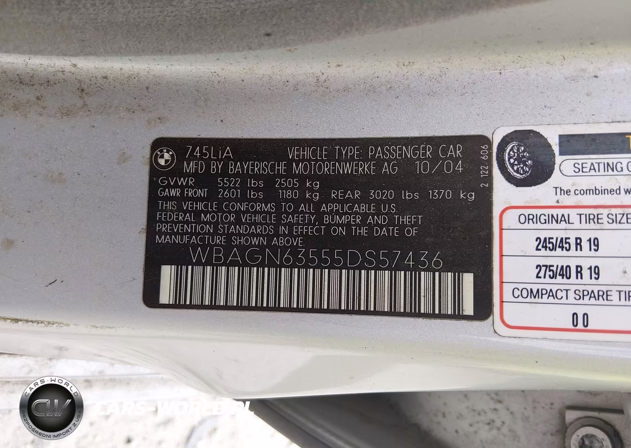 2005 BMW 745Li VIN:WBAGN63555DS57436 - 9