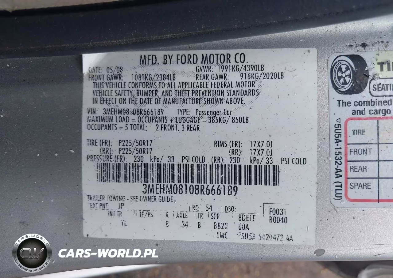 2008 Mercury Milan V6 Premier VIN:3MEHM08108R666189 - 9