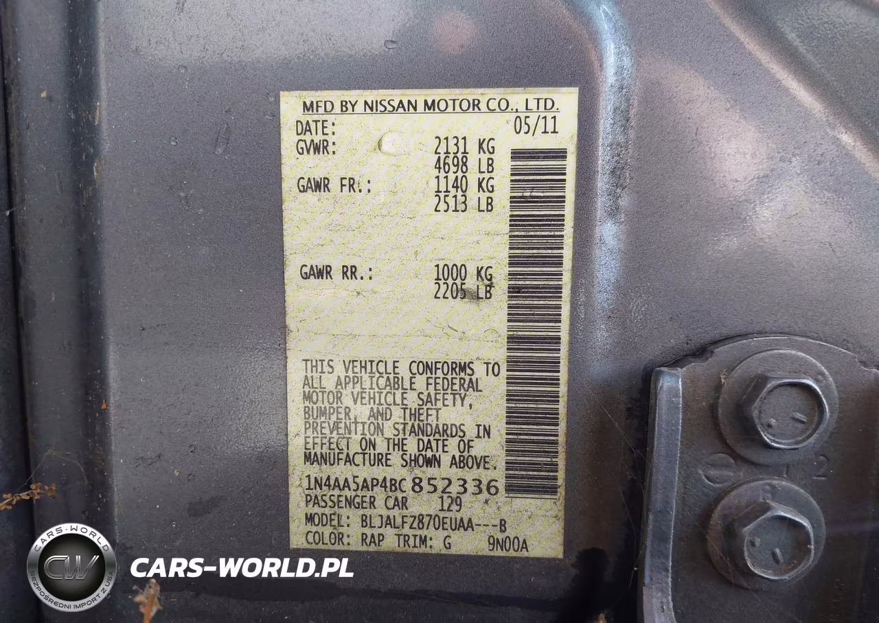 2011 Nissan Maxima 3.5 Sv VIN:1N4AA5AP4BC852336 - 9