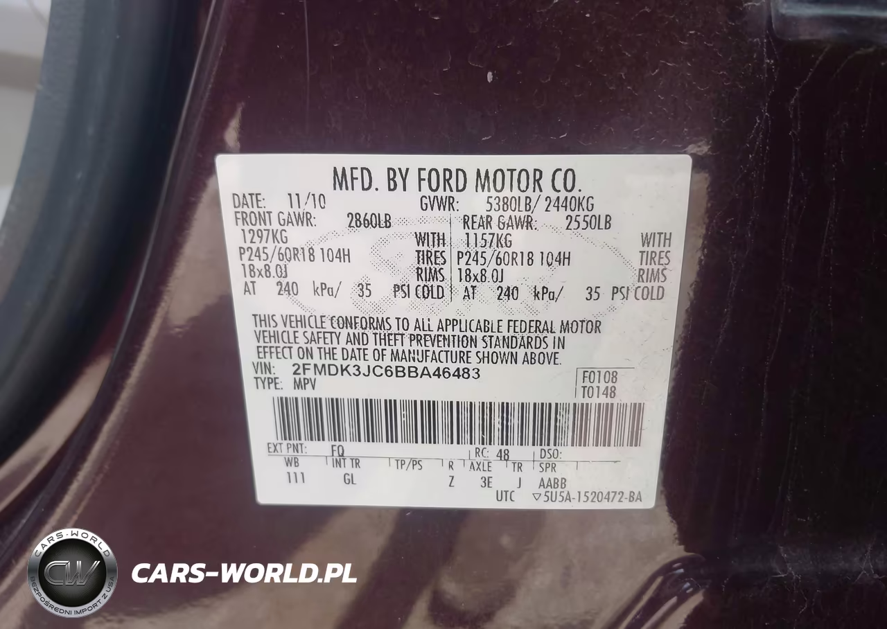 2011 Ford Edge Sel VIN:2FMDK3JC6BBA46483 - 9