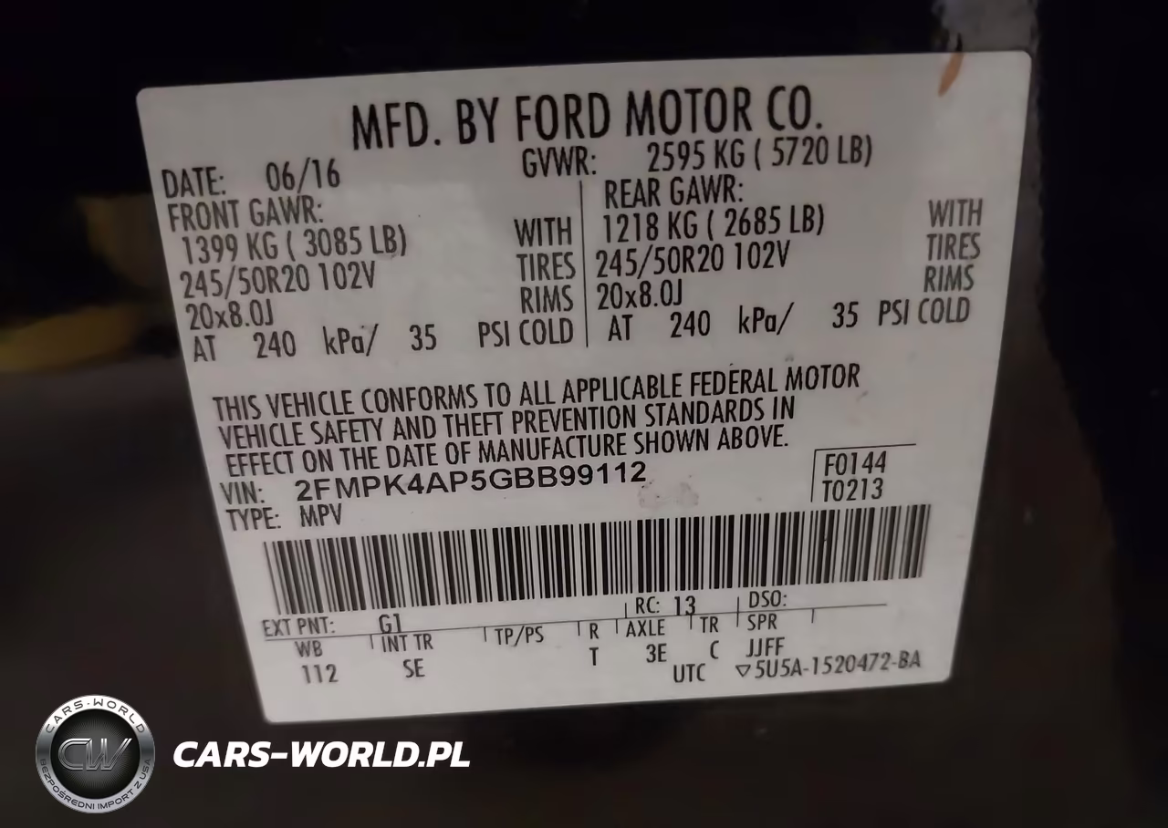 2016 Ford Edge Sport VIN:2FMPK4AP5GBB99112 - 9