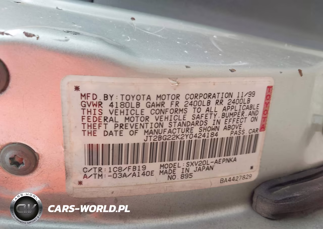 2000 Toyota Camry Le VIN:JT2BG22K2Y0424184 - 9