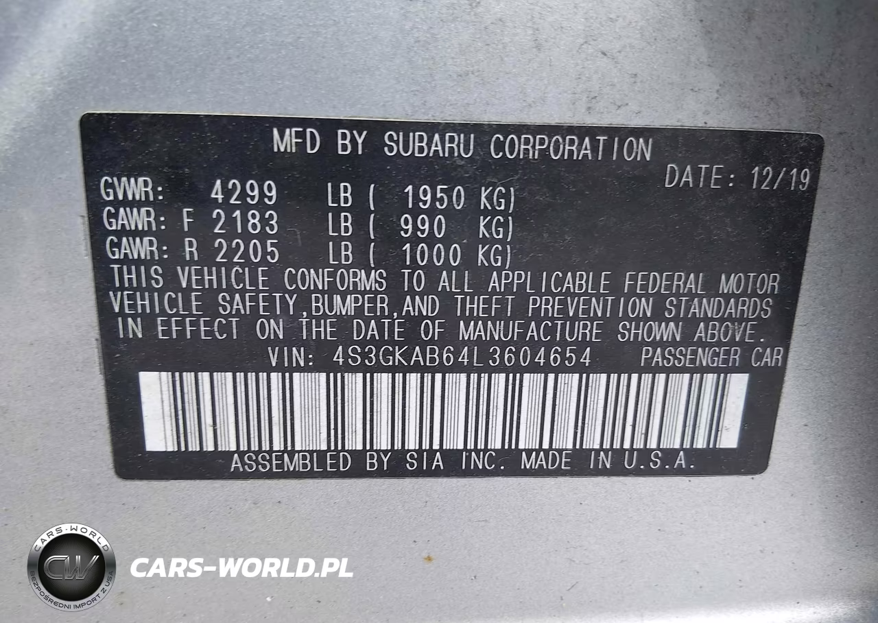 2020 Subaru Impreza Sedan VIN:4S3GKAB64L3604654 - 9