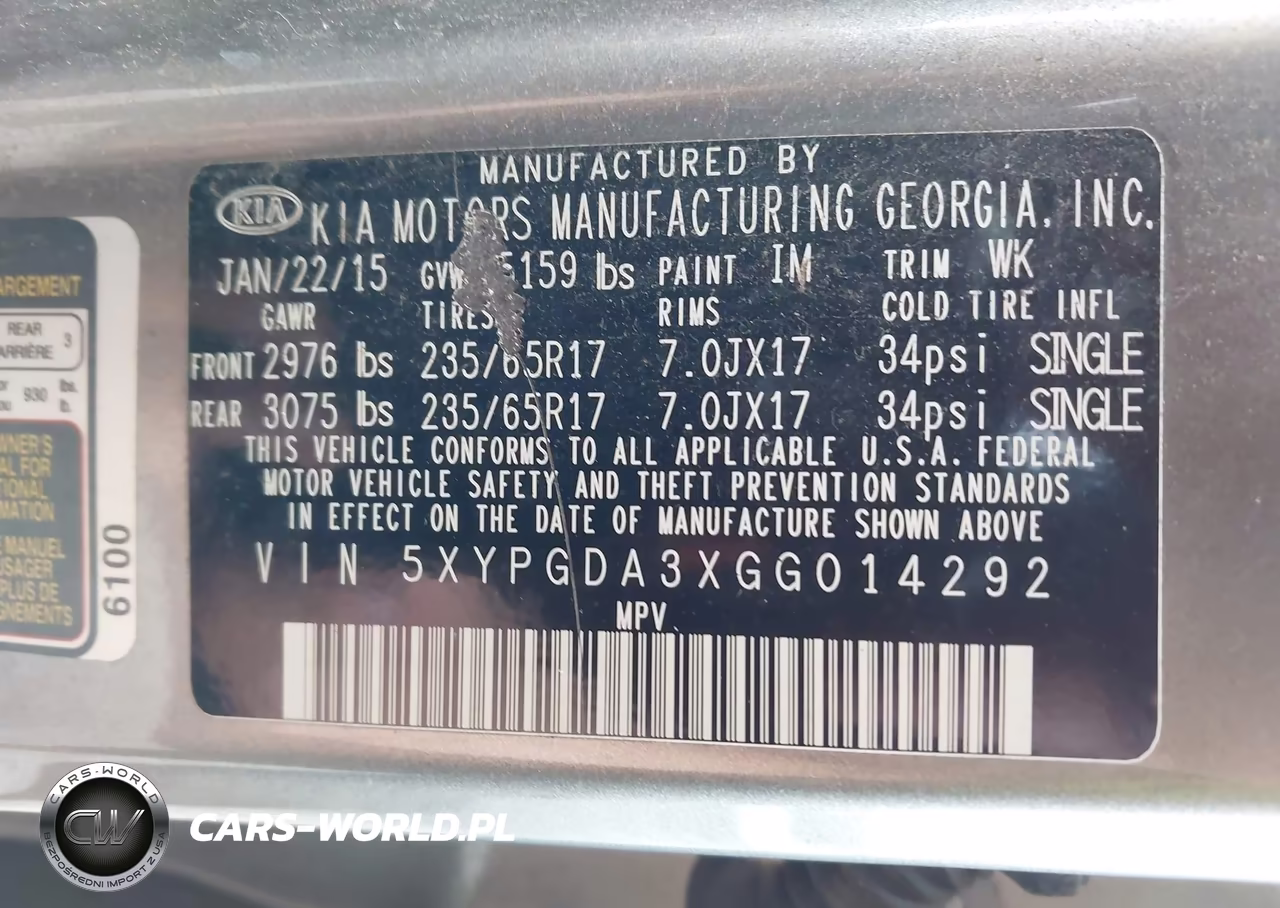 2016 Kia Sorento 2.4L Lx VIN:5XYPGDA3XGG014292 - 9