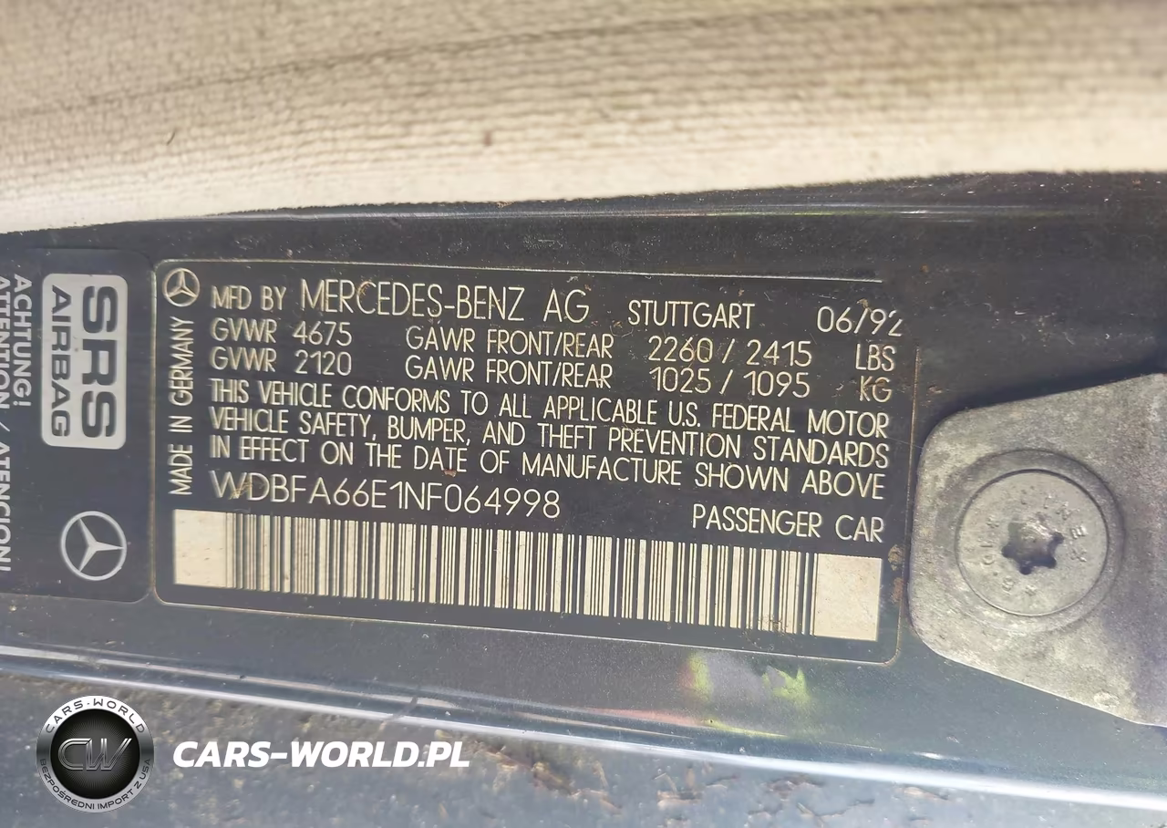 1992 Mercedes-Benz 500 Sl VIN:WDBFA66E1NF064998 - 9