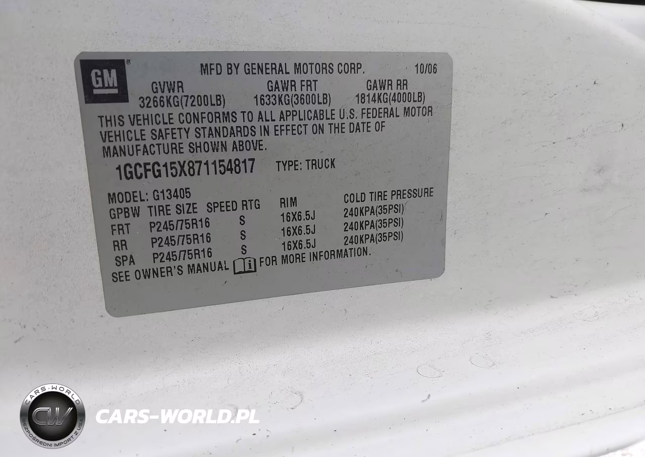 2007 Chevrolet Express Work Van VIN:1GCFG15X871154817 - 9