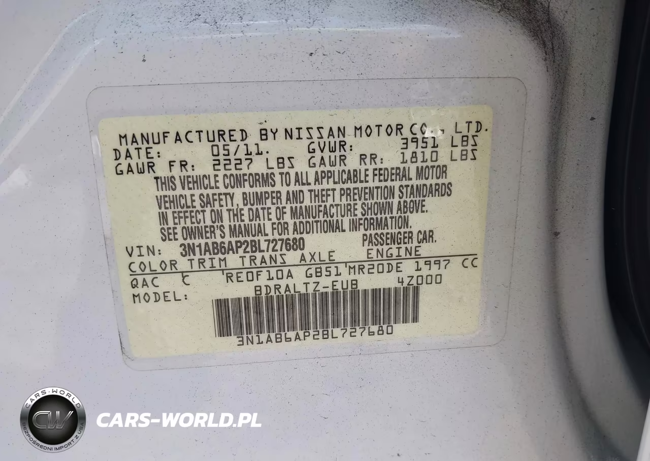 2011 Nissan Sentra 2.0S VIN:3N1AB6AP2BL727680 - 9