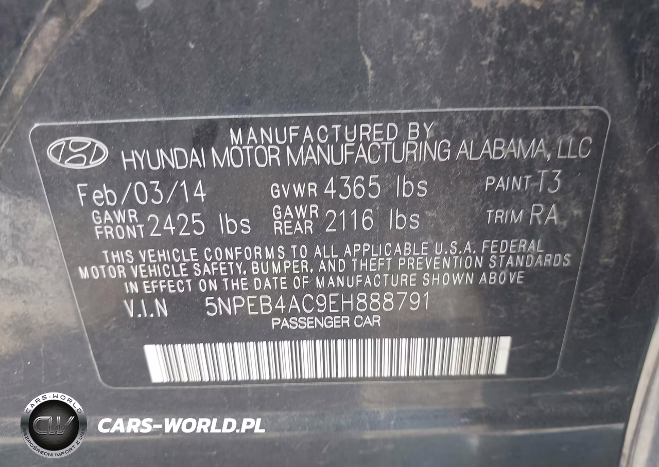 2014 Hyundai Sonata Gls VIN:5NPEB4AC9EH888791 - 9