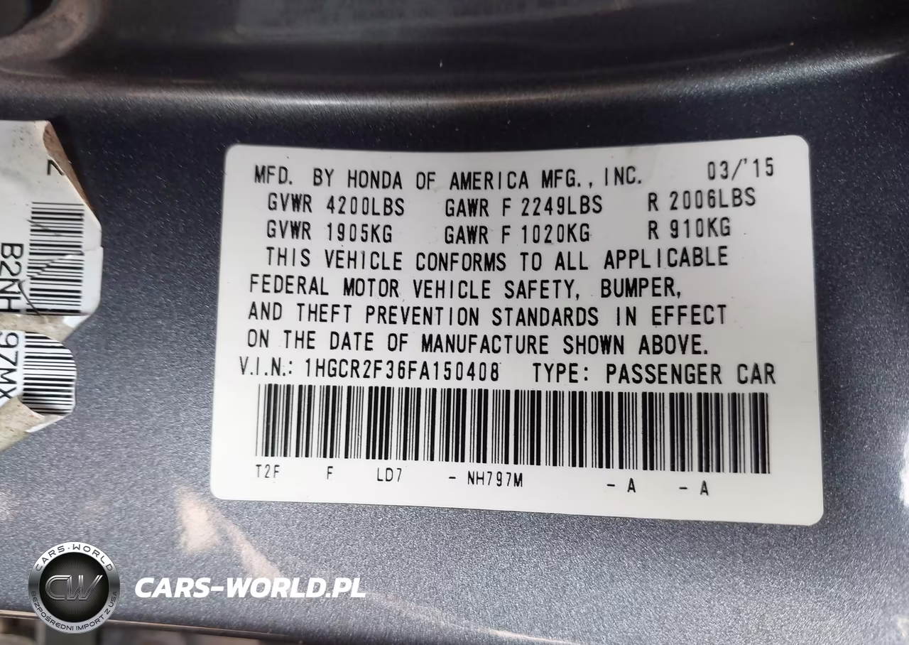 2015 Honda Accord Lx VIN:1HGCR2F36FA150408 - 9