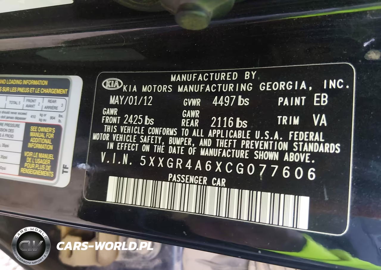 2012 Kia Optima Sx VIN:5XXGR4A6XCG077606 - 9