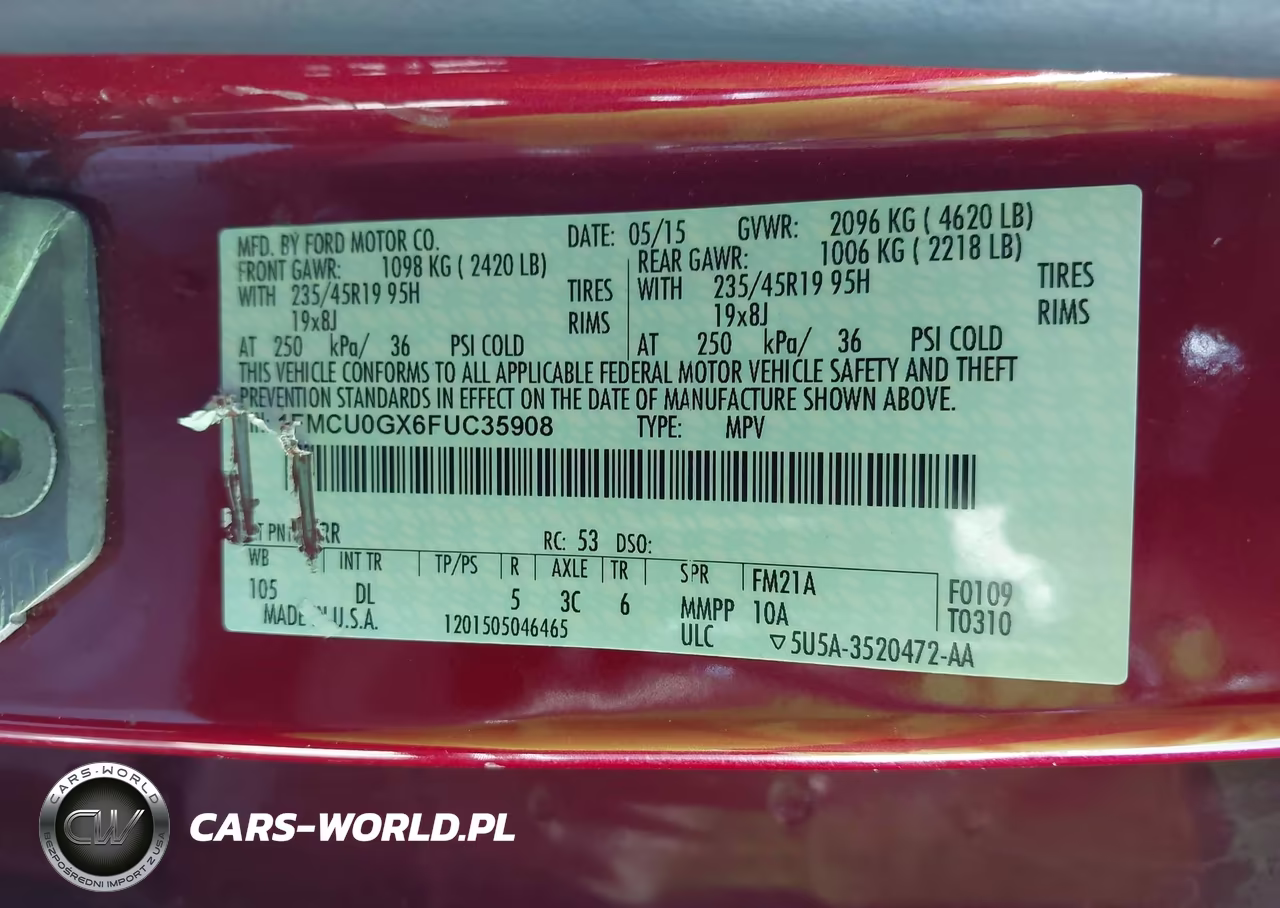 2015 Ford Escape Se VIN:1FMCU0GX6FUC35908 - 9