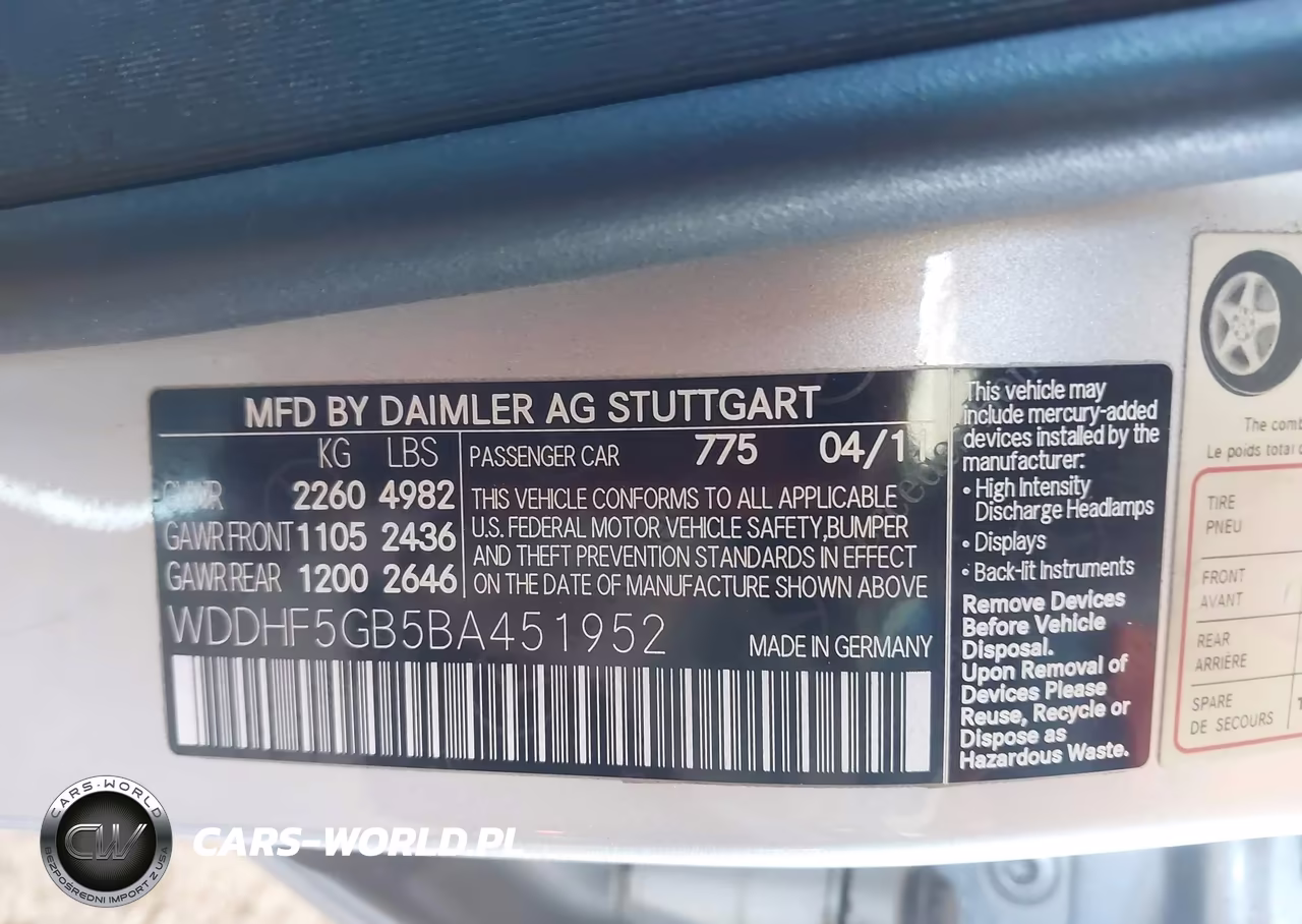 2011 Mercedes-Benz E 350 VIN:WDDHF5GB5BA451952 - 9