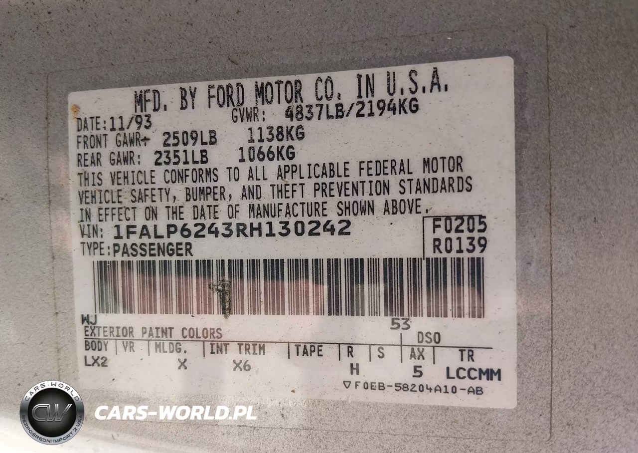 1994 Ford Thunderbird Lx VIN:1FALP6243RH130242 - 9