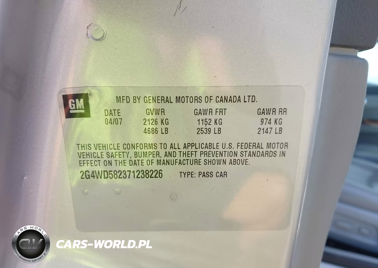 2007 Buick Lacrosse Cxl VIN:2G4WD582371238226 - 9