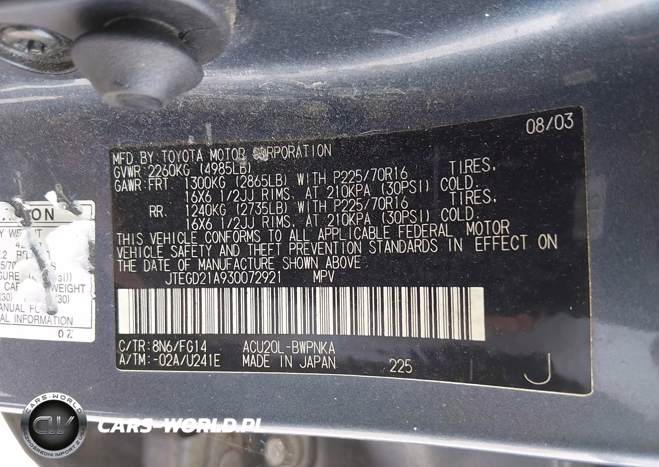 2003 Toyota Highlander VIN:JTEGD21A930072921 - 9