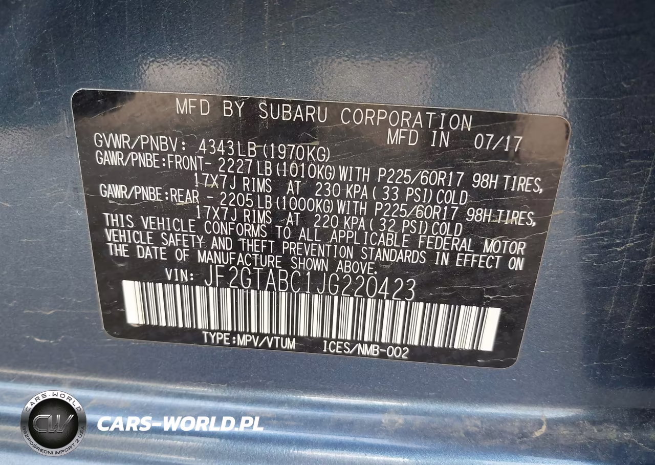 2018 Subaru Crosstrek 2.0I Premium VIN:JF2GTABC1JG220423 - 9
