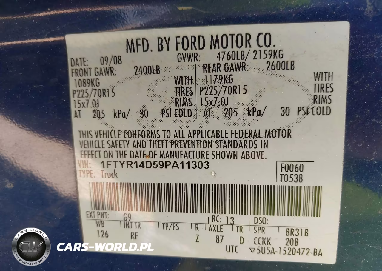2009 Ford Ranger Xl-Xlt VIN:1FTYR14D59PA11303 - 9