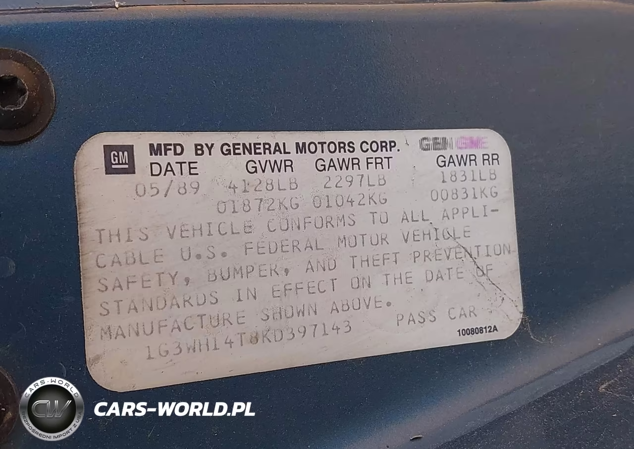 1989 Oldsmobile Cutlass Supreme VIN:1G3WH14T8KD397143 - 9
