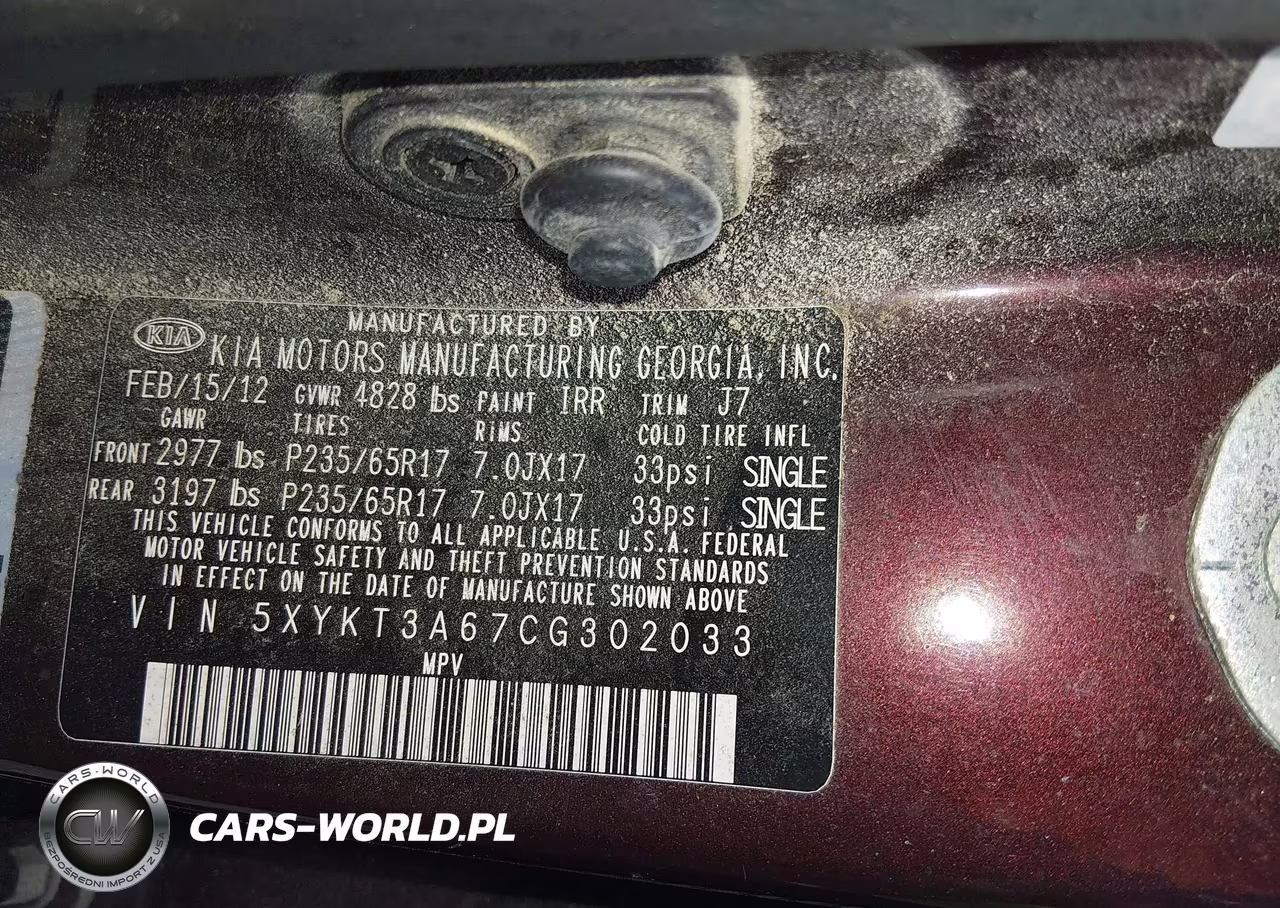 2012 Kia Sorento Lx VIN:5XYKT3A67CG302033 - 9