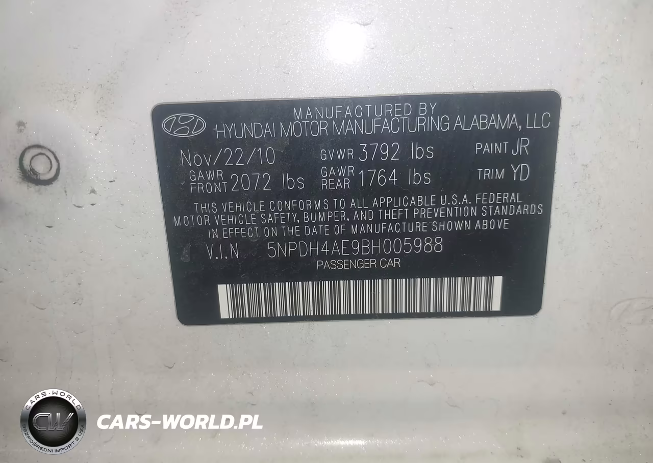 2011 Hyundai Elantra Limited VIN:5NPDH4AE9BH005988 - 9