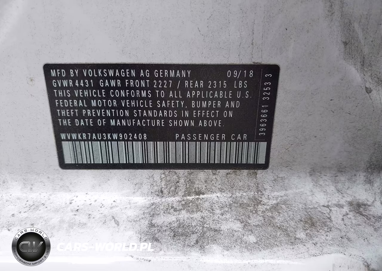 2019 Volkswagen E-Golf Se VIN:WVWKR7AU3KW902408 - 9