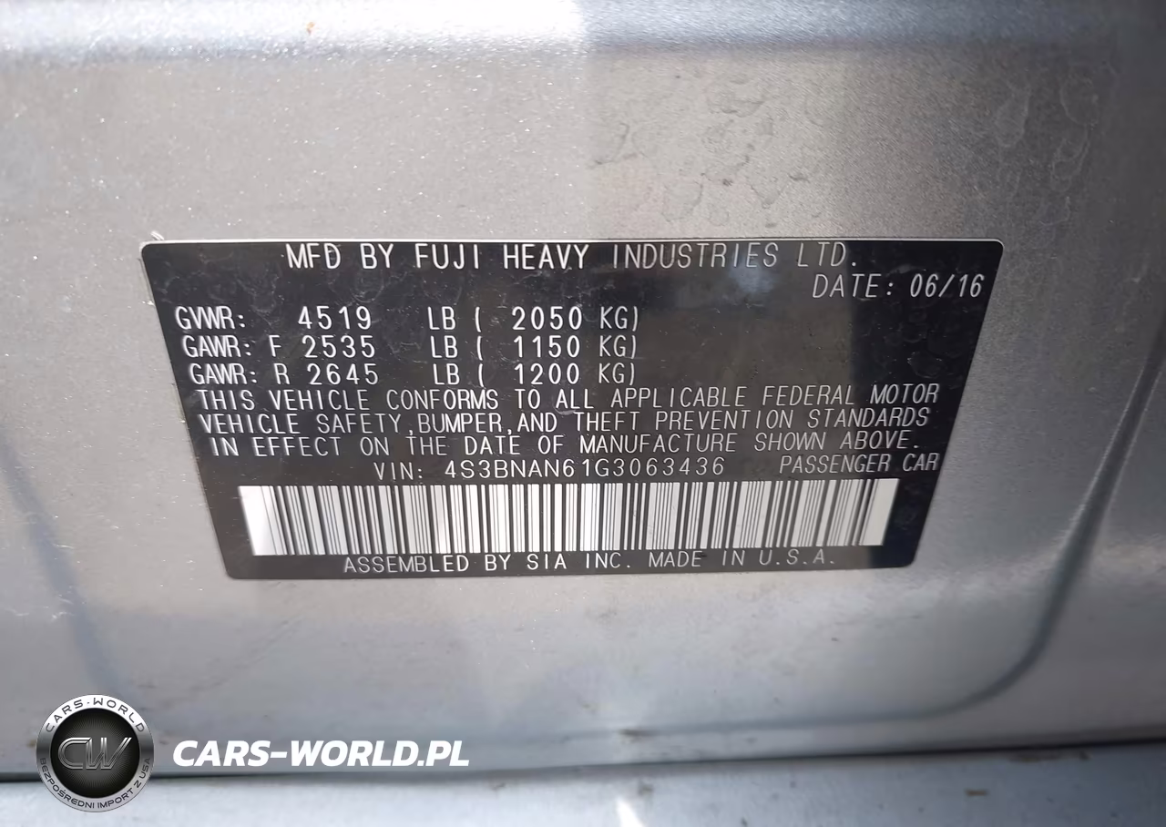 2016 Subaru Legacy 2.5I Limited VIN:4S3BNAN61G3063436 - 9