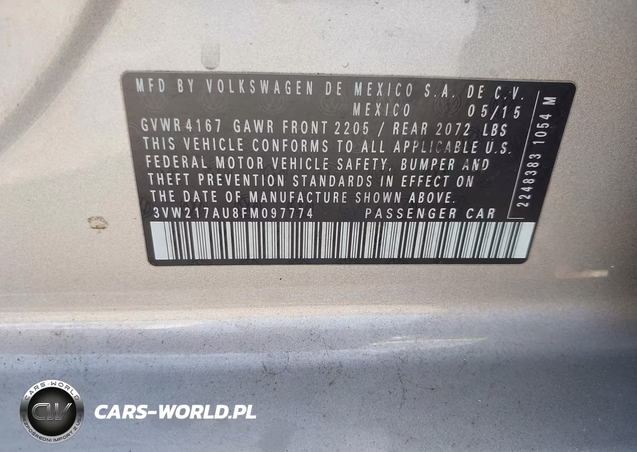 2015 Volkswagen Golf Tsi S 4-Door VIN:3VW217AU8FM097774 - 9