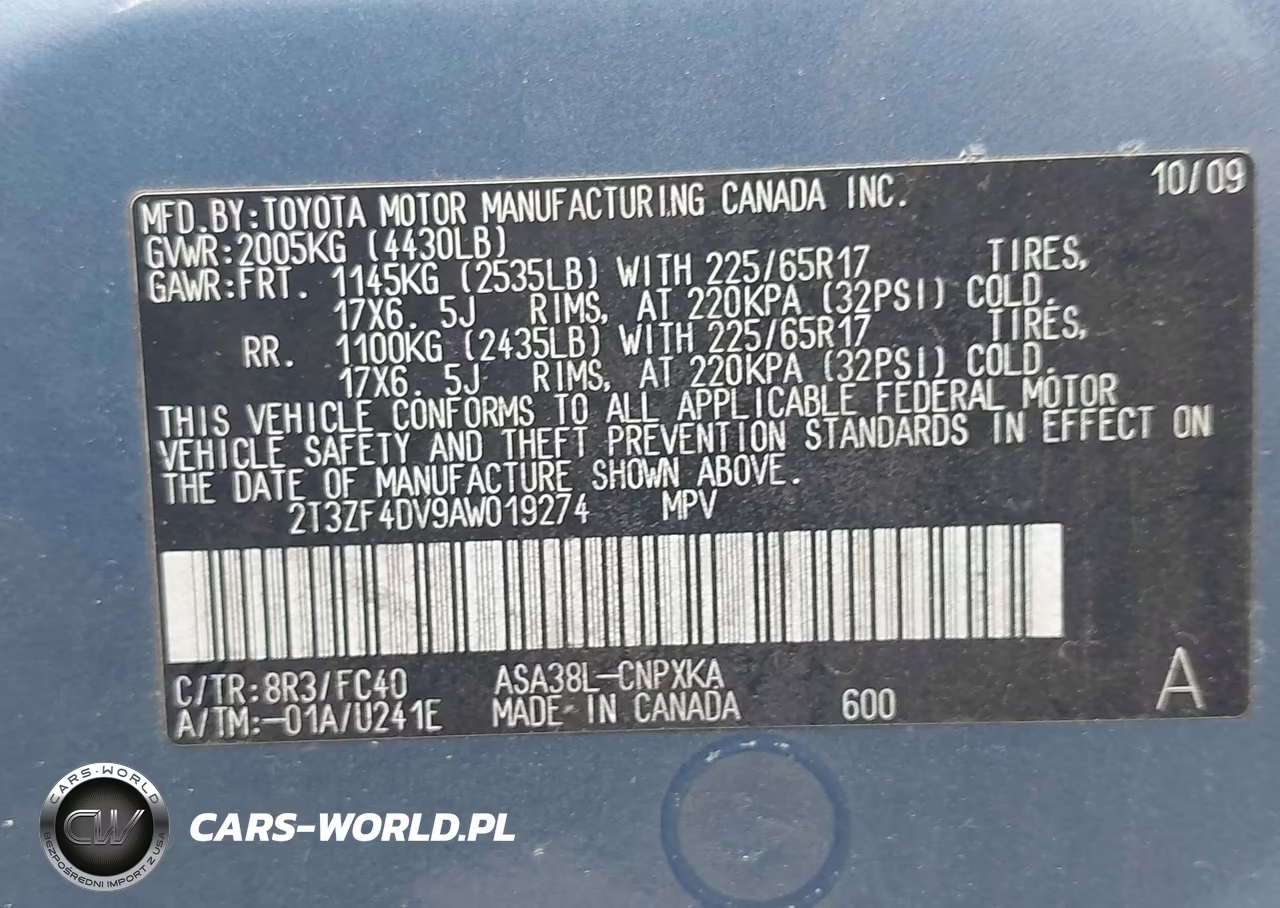 2010 Toyota Rav4 VIN:2T3ZF4DV9AW019274 - 9