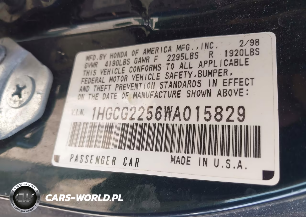 1998 Honda Accord Ex V6 VIN:1HGCG2256WA015829 - 9