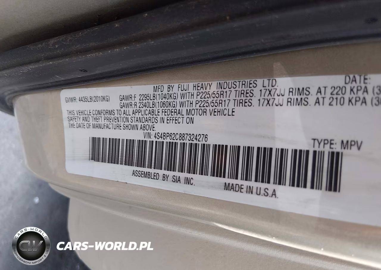 2008 Subaru Outback (Natl) Ltd-Ltd Ll Bean W-Nav-Ltd Ll Bean W-Nav-Vdc-Ltd W-Vdc VIN:4S4BP62C887324276 - 9