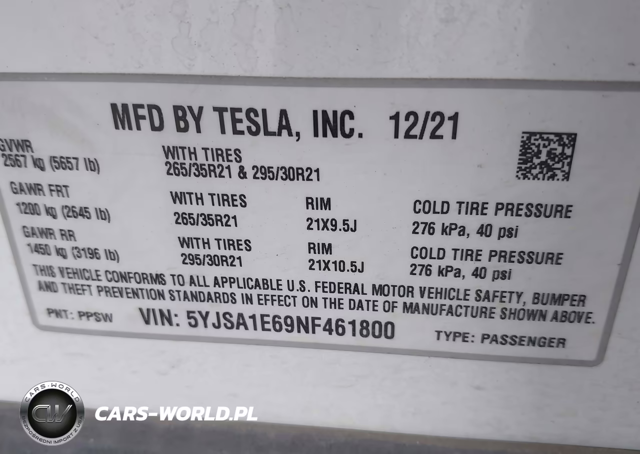 2022 Tesla Model S Plaid Tri Motor All-Wheel Drive VIN:5YJSA1E69NF461800 - 9