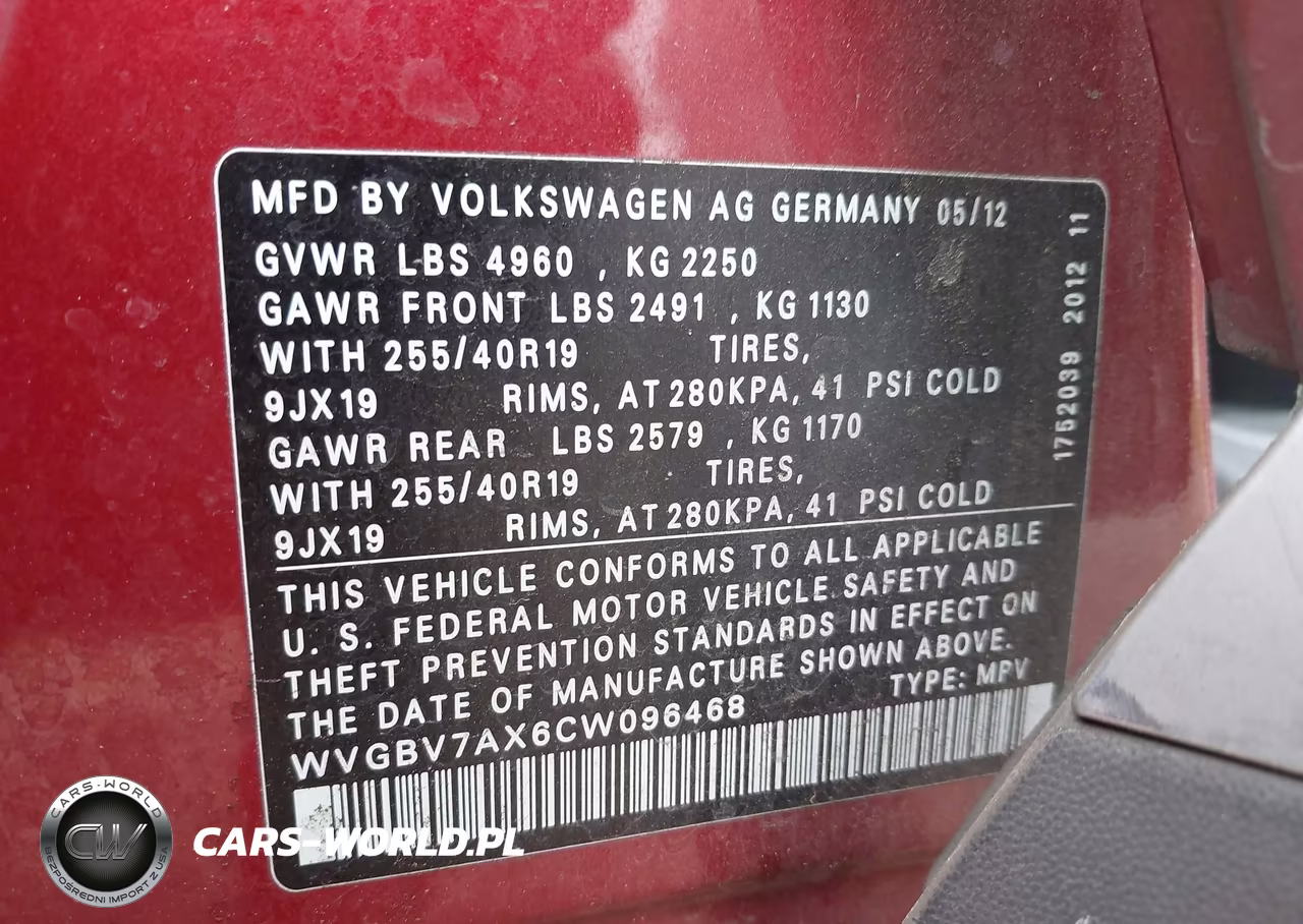2012 Volkswagen Tiguan Sel VIN:WVGBV7AX6CW096468 - 9