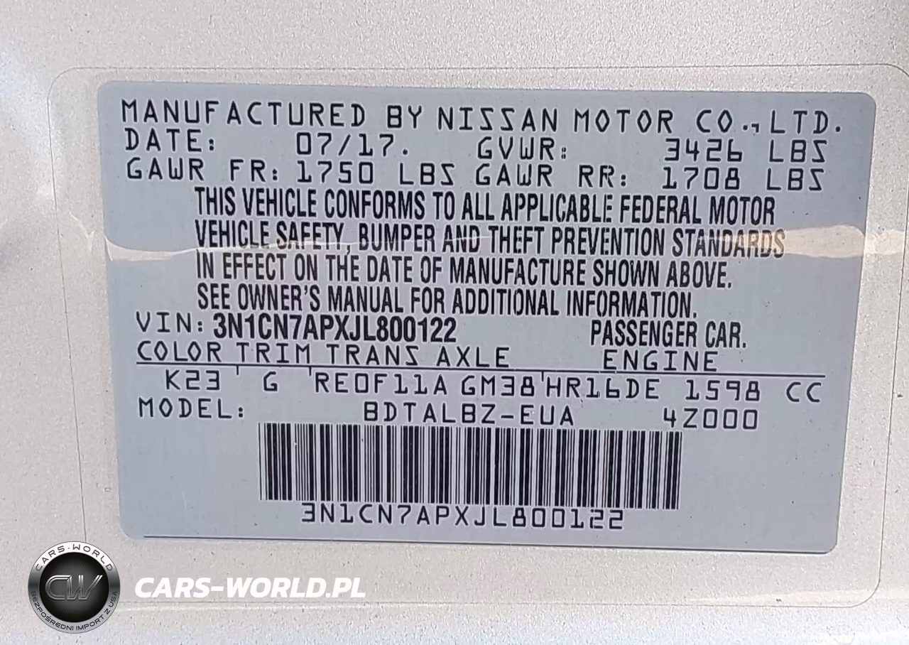 2018 Nissan Versa 1.6 Sv VIN:3N1CN7APXJL800122 - 9