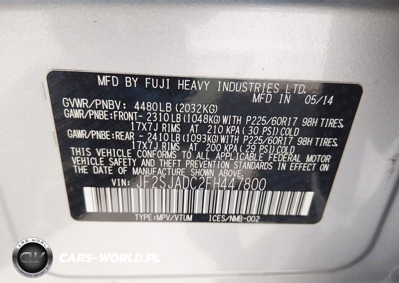 2015 Subaru Forester 2.5I Premium VIN:JF2SJADC2FH447800 - 9