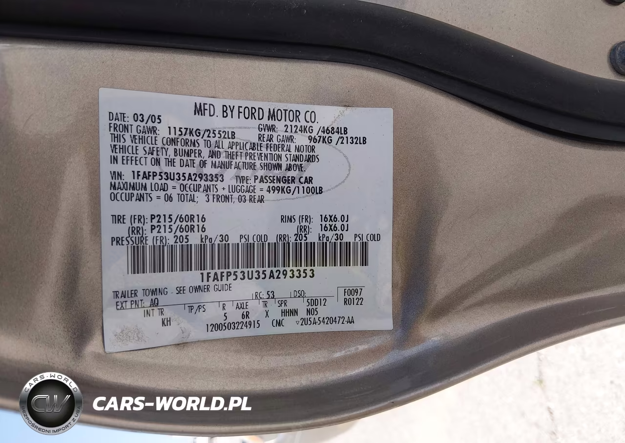 2005 Ford Taurus Se VIN:1FAFP53U35A293353 - 9