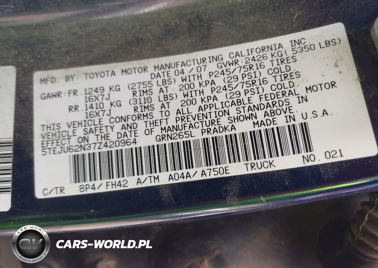 2007 Toyota Tacoma Prerunner V6 VIN:5TEJU62N37Z420964 - 9