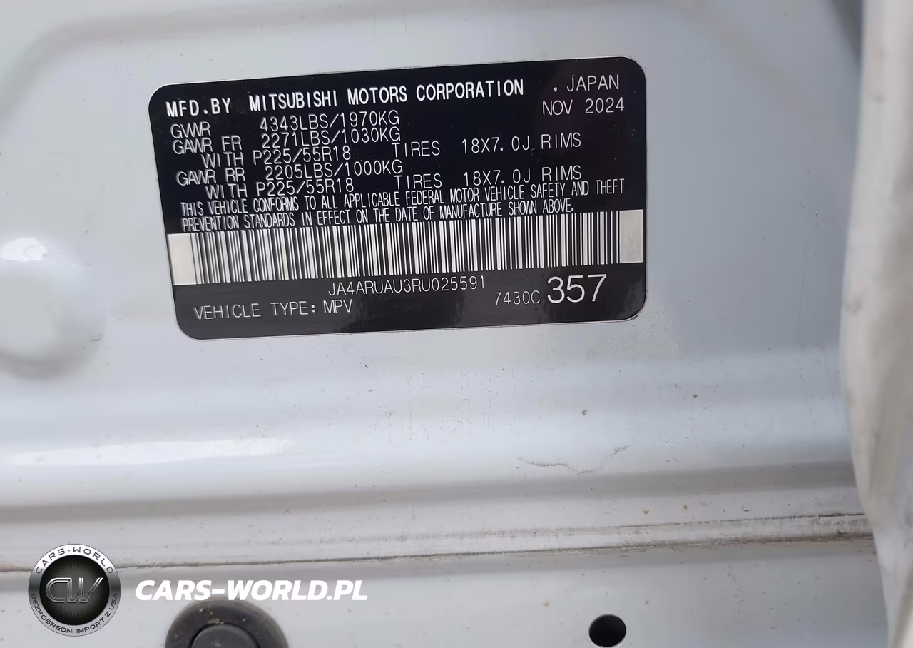 2024 Mitsubishi Outlander Sport 2.0 Es Awc-2.0 Le Awc-2.0 Ralliart Awc-2.0 S Awc-2.0 Se Awc-2.0 Trail Edition Awc VIN:JA4ARUAU3RU025591 - 9