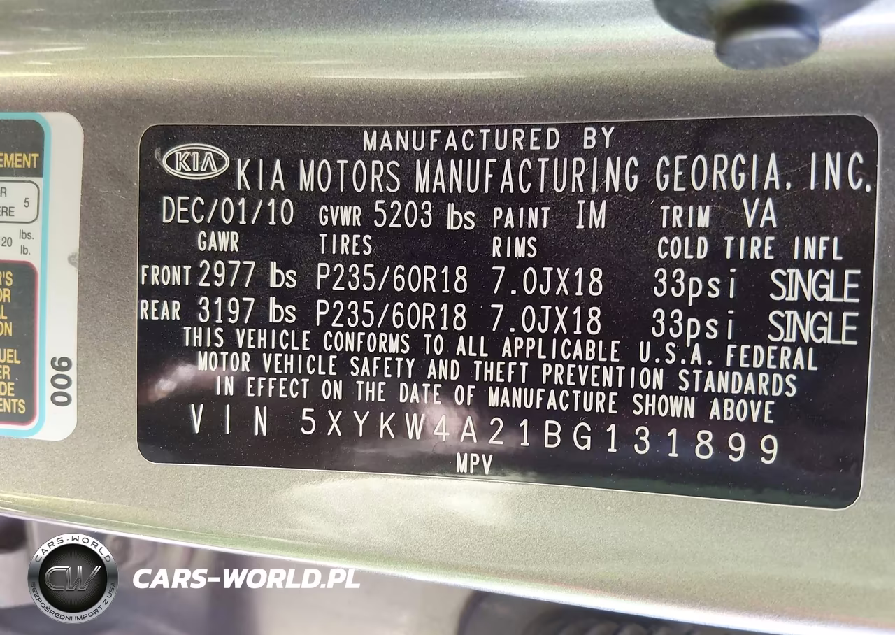 2011 Kia Sorento Sx V6 VIN:5XYKW4A21BG131899 - 9