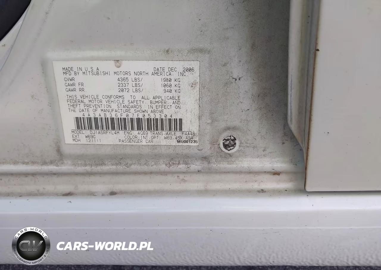 2007 Mitsubishi Galant Es-Se VIN:4A3AB36F07E053304 - 9