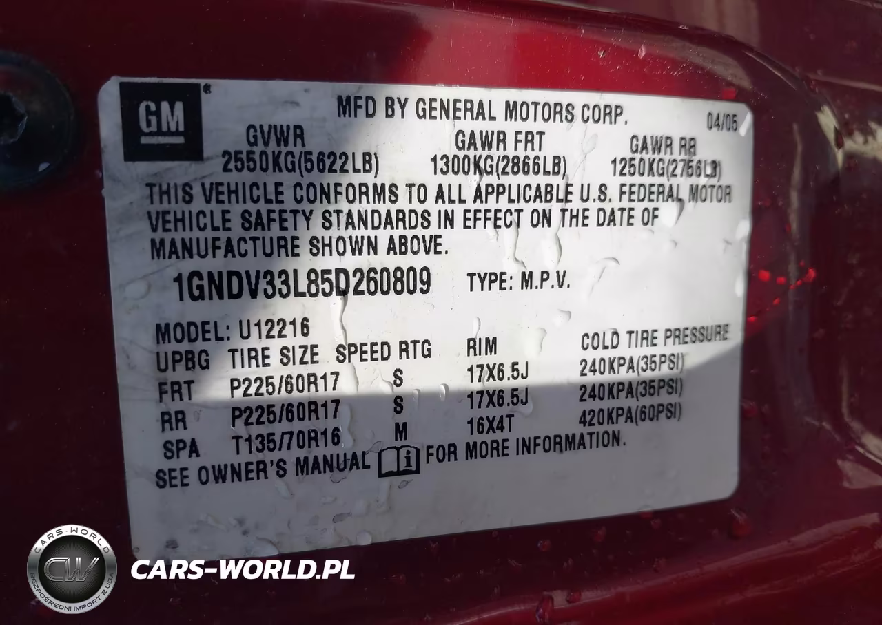 2005 Chevrolet Uplander Lt VIN:1GNDV33L85D260809 - 9