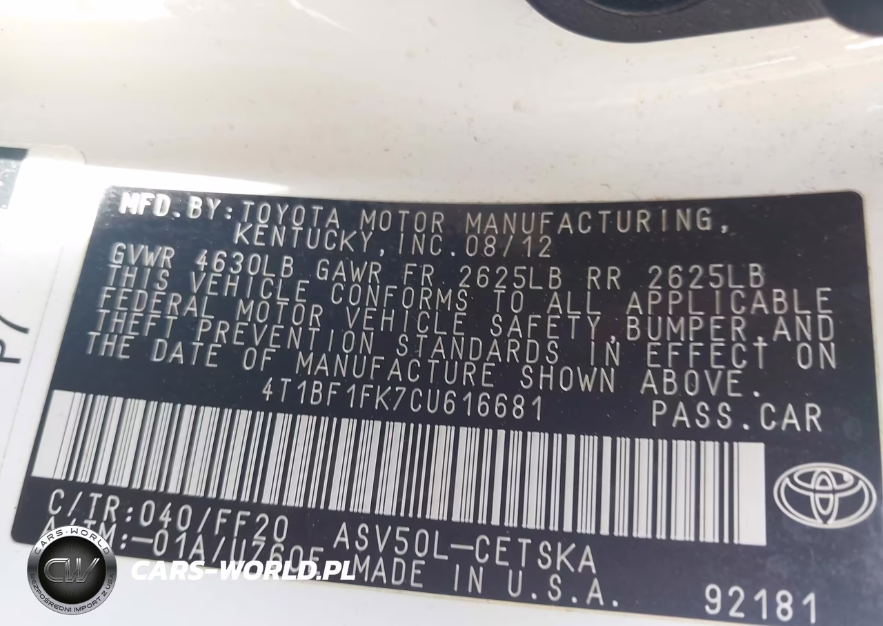 2012 Toyota Camry Se VIN:4T1BF1FK7CU616681 - 9