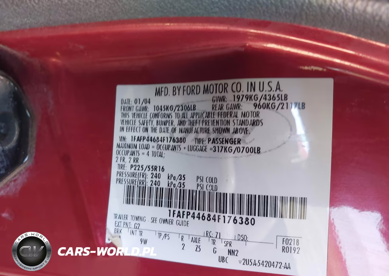 2004 Ford Mustang VIN:1FAFP44684F176380 - 9