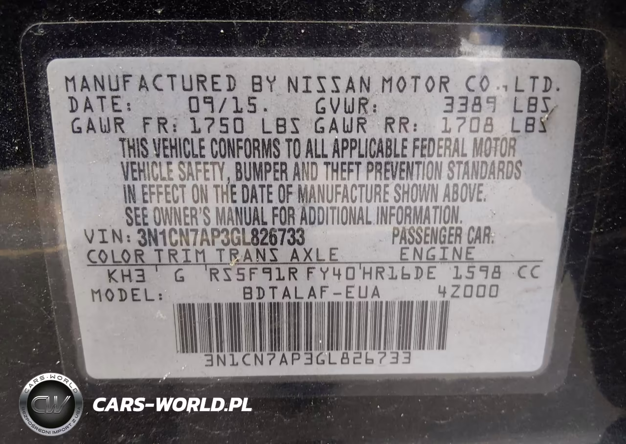 2016 Nissan Versa 1.6 S VIN:3N1CN7AP3GL826733 - 9