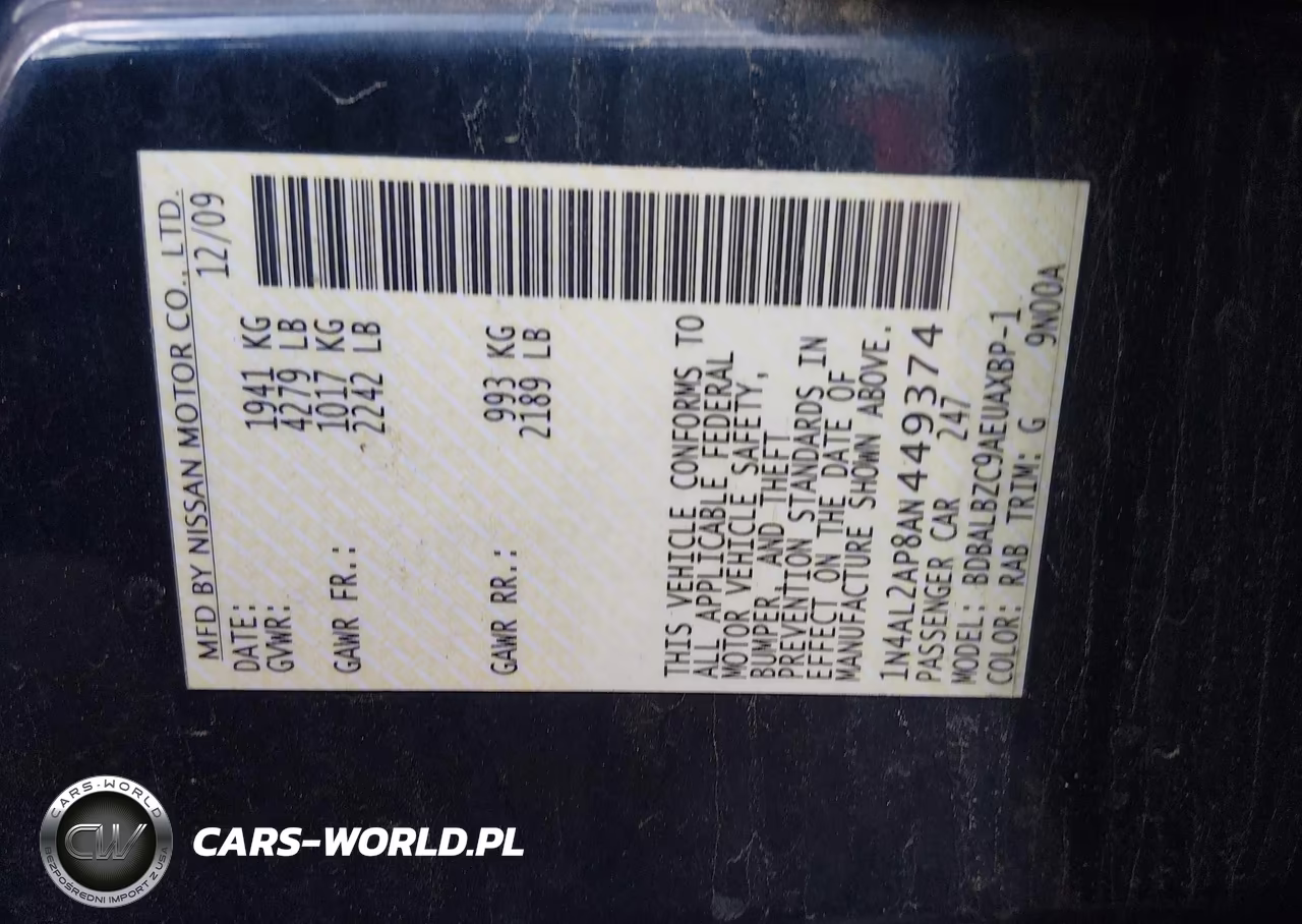 2010 Nissan Altima 2.5 S VIN:1N4AL2AP8AN449374 - 9