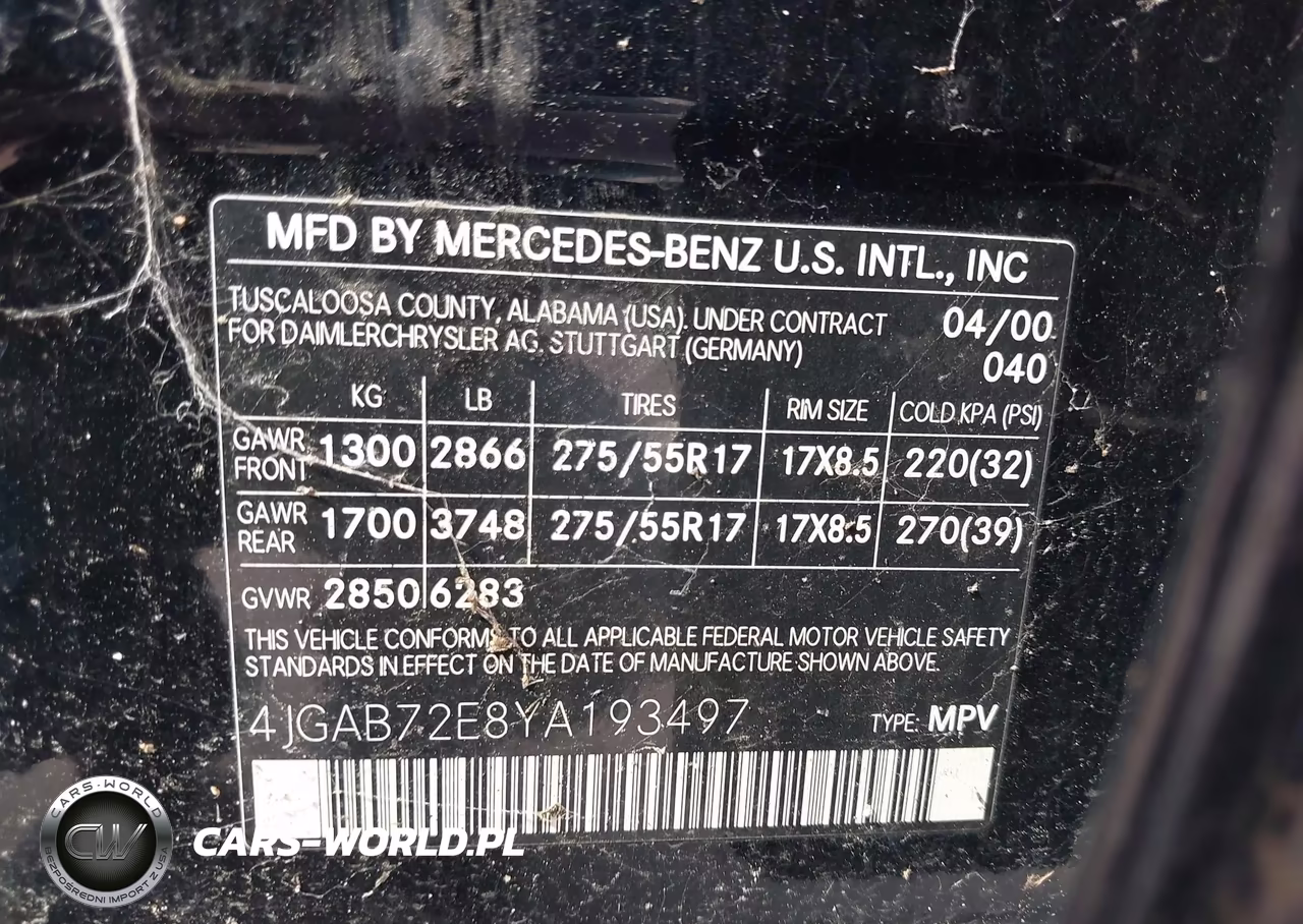 2000 Mercedes-Benz Ml 430 VIN:4JGAB72E8YA193497 - 9