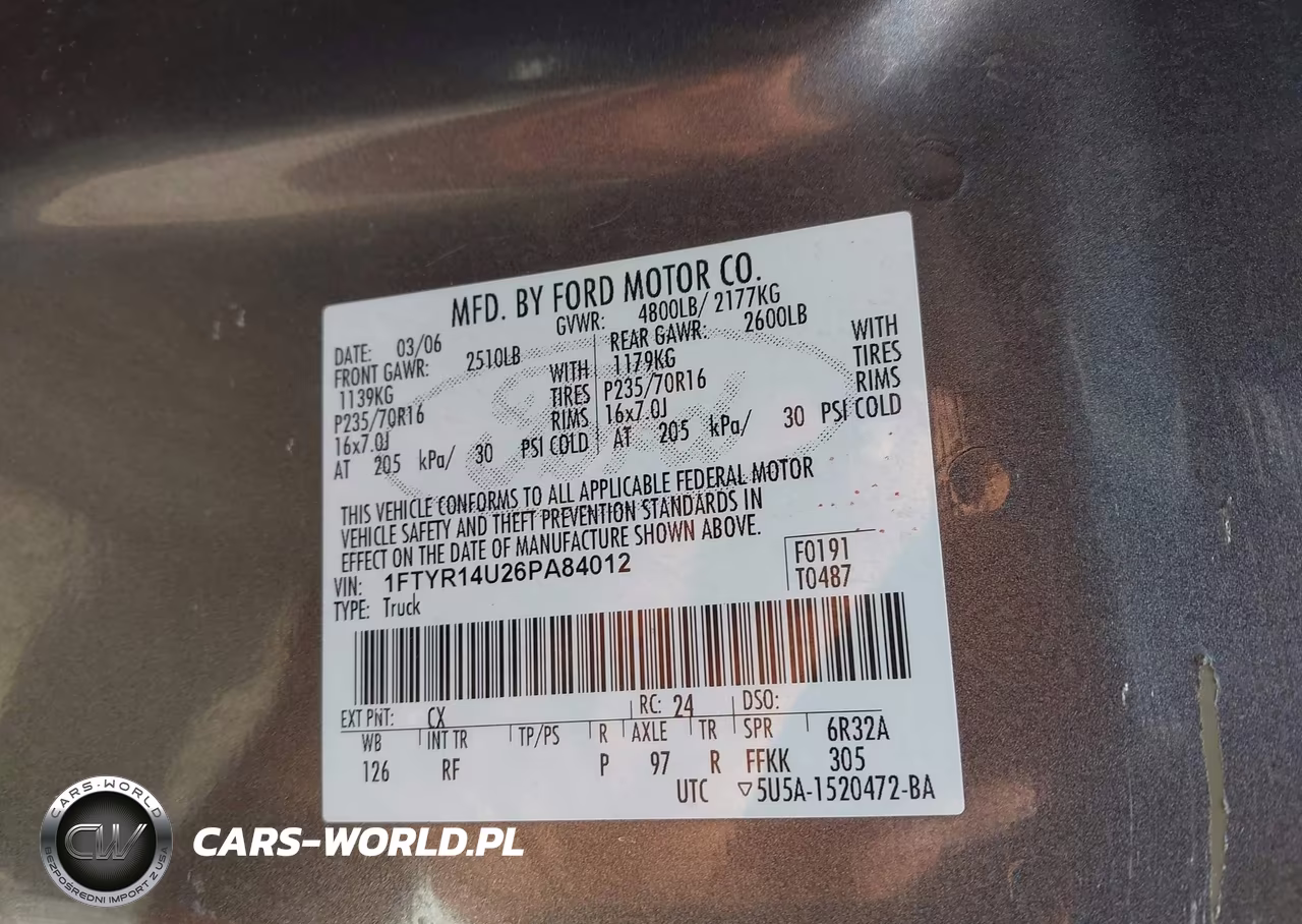 2006 Ford Ranger Sport-Stx-Xl-Xlt VIN:1FTYR14U26PA84012 - 9